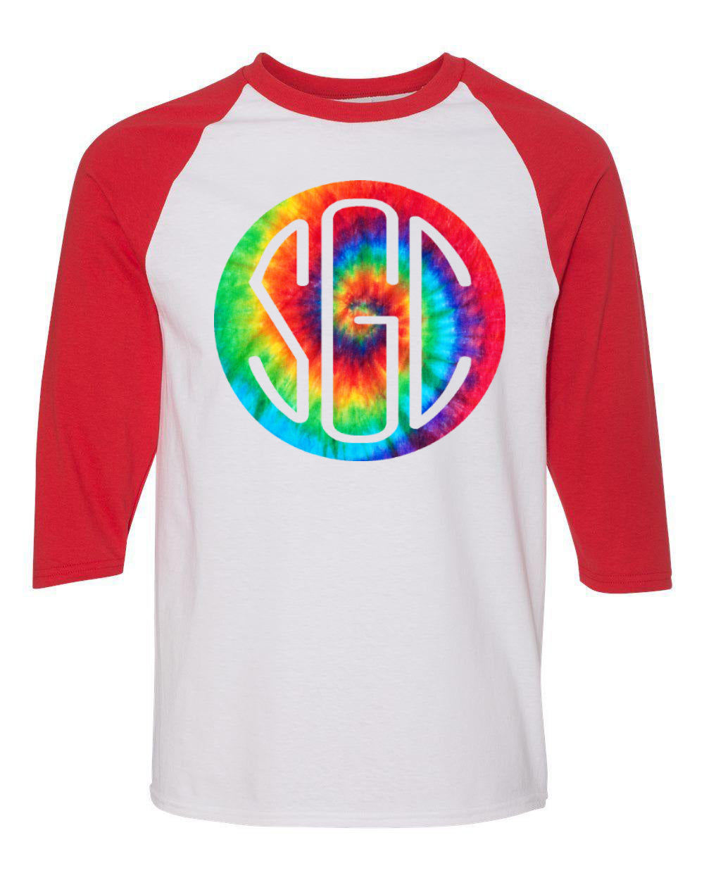 TIE DYE RAINBOW ROUND MONOGRAM SHIRT - Southern Grace Creations