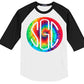 TIE DYE RAINBOW ROUND MONOGRAM SHIRT - Southern Grace Creations