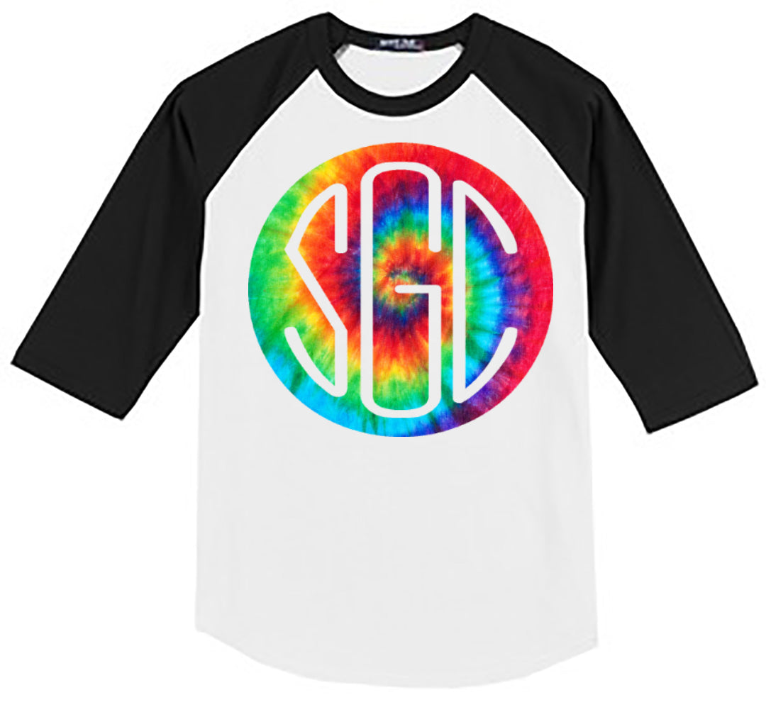 TIE DYE RAINBOW ROUND MONOGRAM SHIRT - Southern Grace Creations