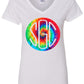 TIE DYE RAINBOW ROUND MONOGRAM SHIRT - Southern Grace Creations