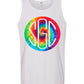 TIE DYE RAINBOW ROUND MONOGRAM SHIRT - Southern Grace Creations