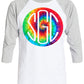 TIE DYE RAINBOW ROUND MONOGRAM SHIRT - Southern Grace Creations