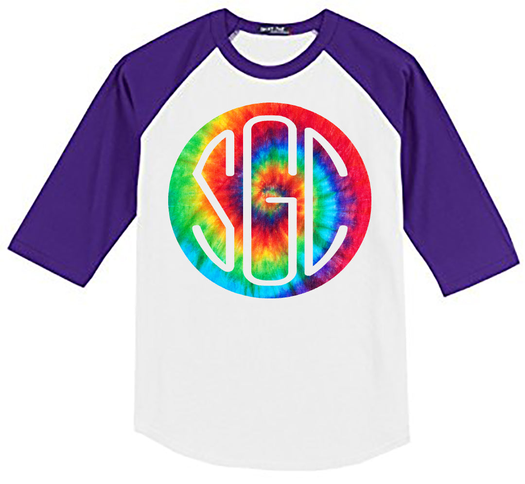 TIE DYE RAINBOW ROUND MONOGRAM SHIRT - Southern Grace Creations