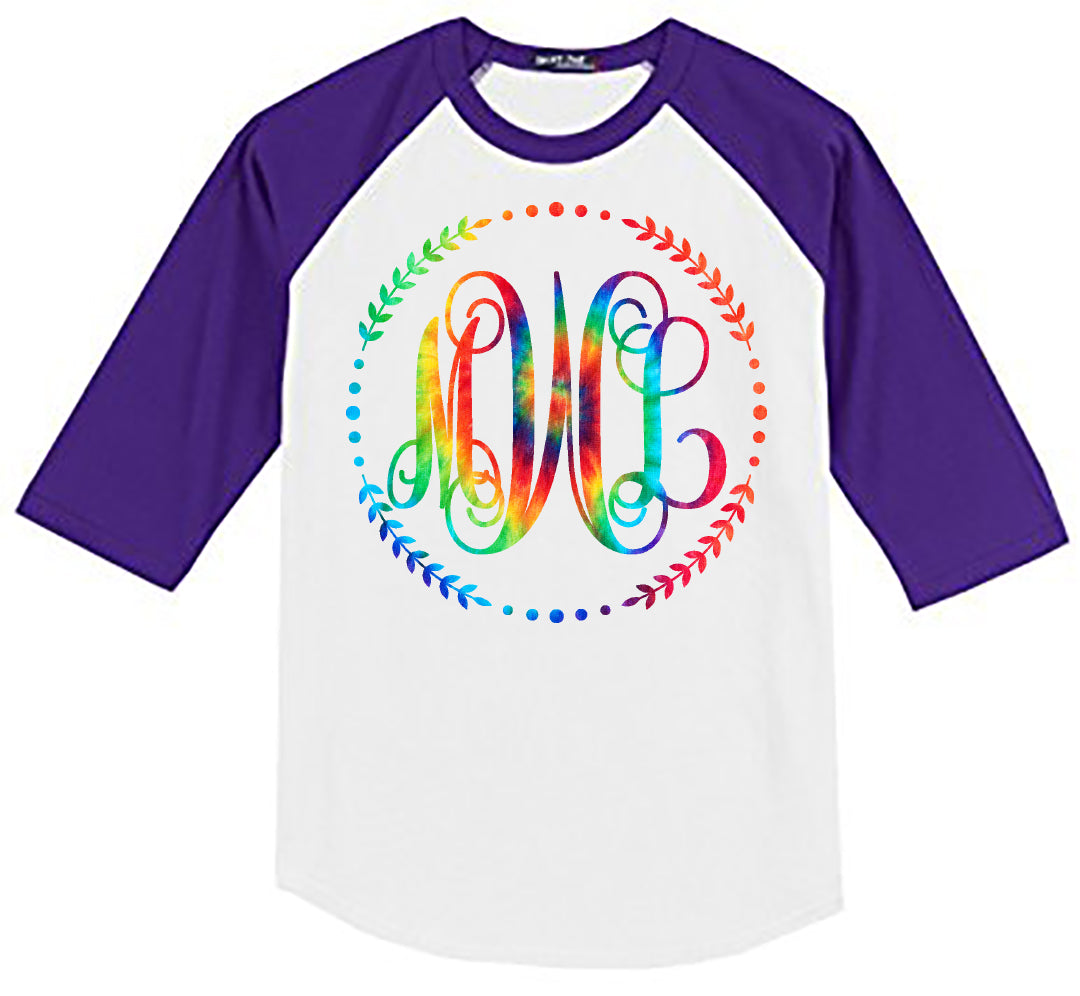 TIE DYE RAINBOW VINE MONOGRAM SHIRT - Southern Grace Creations