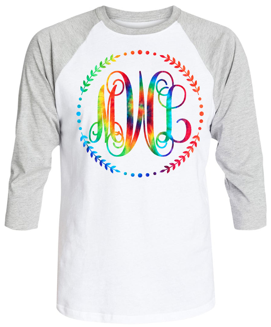 TIE DYE RAINBOW VINE MONOGRAM SHIRT - Southern Grace Creations