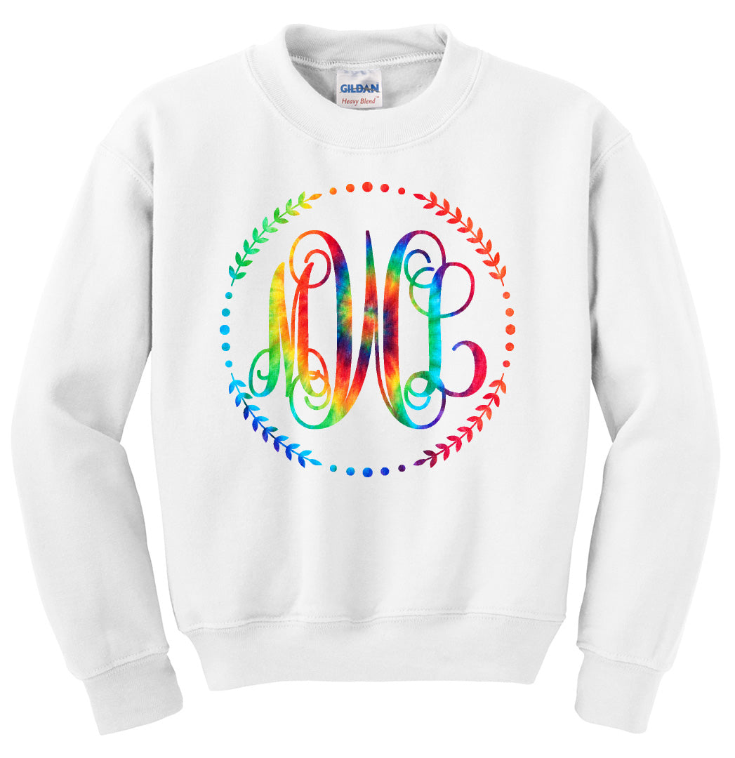 TIE DYE RAINBOW VINE MONOGRAM SHIRT - Southern Grace Creations