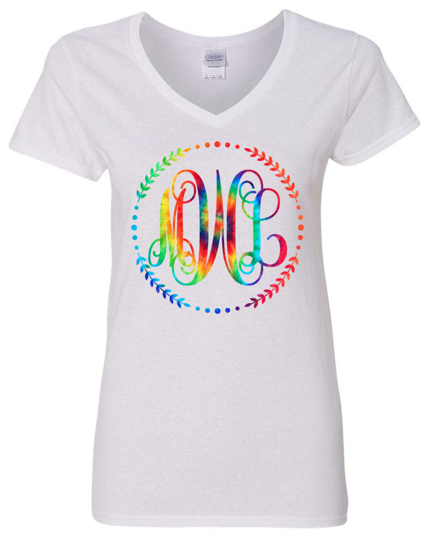 TIE DYE RAINBOW VINE MONOGRAM SHIRT - Southern Grace Creations