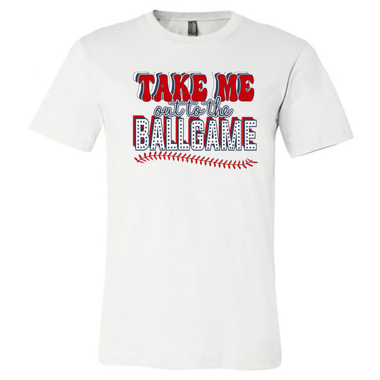 Take Me Out To The Ballgame Marque - White Tee (Tee/Hoodie/Sweatshirt) - Southern Grace Creations