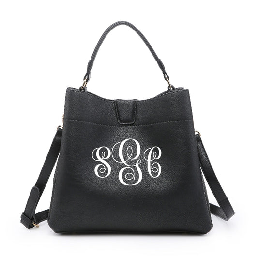 Talk of the Town - Black Satchel (monogramable) - Southern Grace Creations