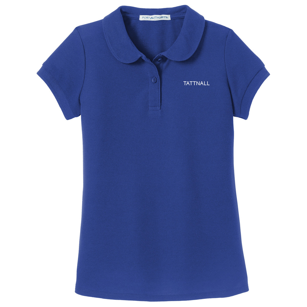 Tattnall - Girls Peter Pan Collar Polo with Tattnall - Royal (YG503) - Southern Grace Creations