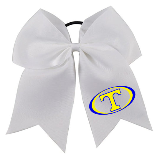 Tattnall - Hair Bow with Oval T - White - Southern Grace Creations