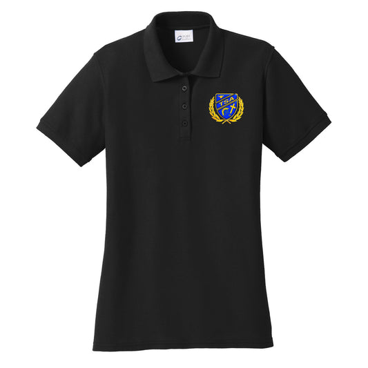 Tattnall - Ladies Cotton Pique Polo with Crest - Black (LKP155) - Southern Grace Creations