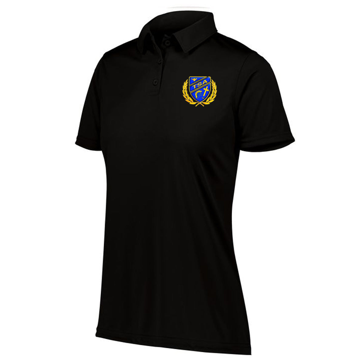 Tattnall - Ladies Drifit Vital Polo with Crest - Black (5019) - Southern Grace Creations