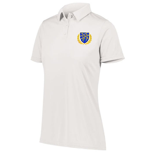 Tattnall - Ladies Drifit Vital Polo with Crest - White (5019) - Southern Grace Creations