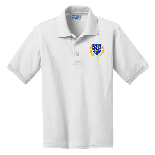 Tattnall - Toddler/Youth Polo with Crest - White (KP55Y) - Southern Grace Creations