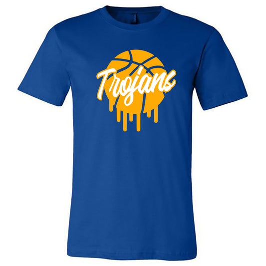 Tattnall - Trojans Dripping Basketball - Royal (Tee/DriFit/Hoodie/Sweatshirt) - Southern Grace Creations