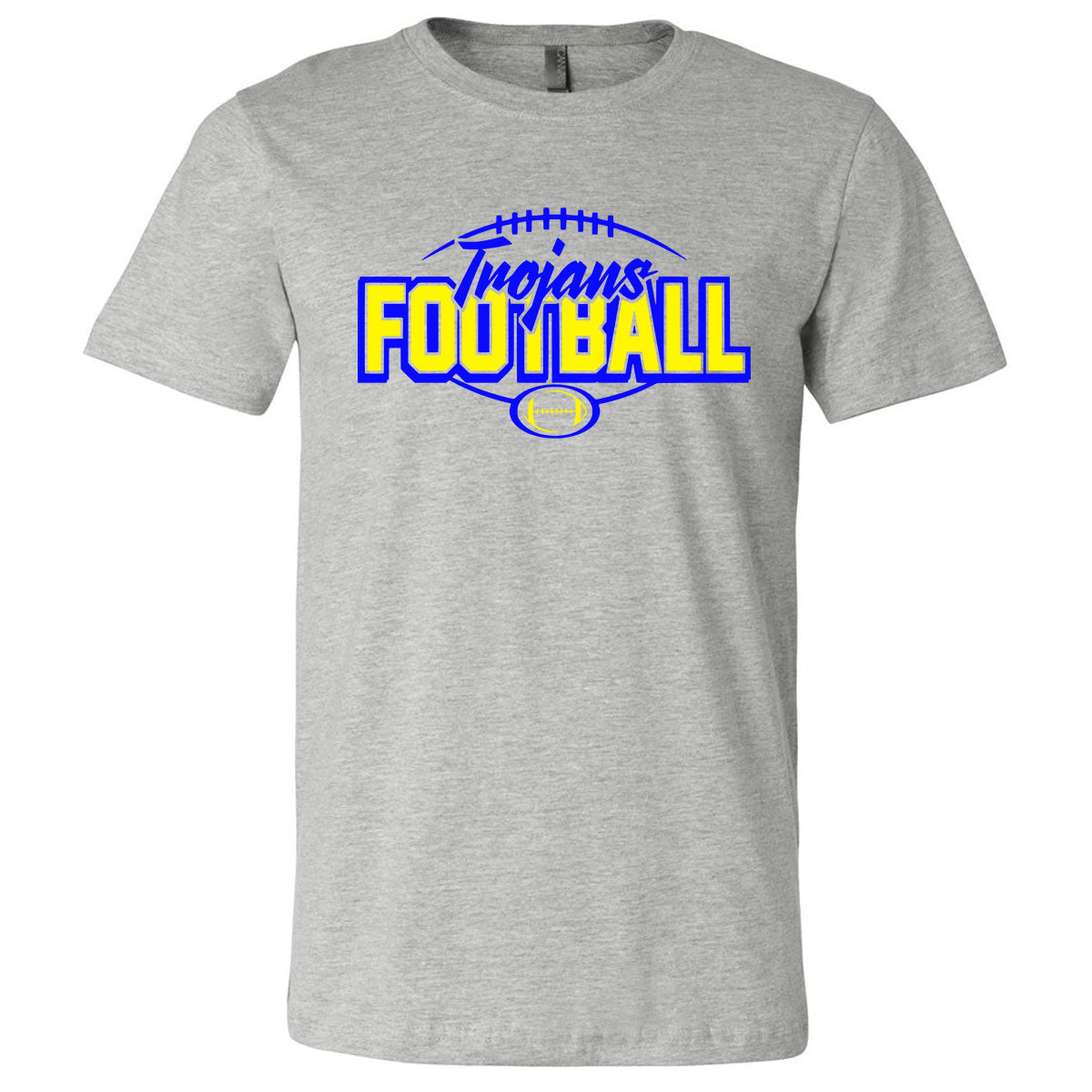 Tattnall - Trojans Football with Football - Athletic Heather (Tee/DriFit/Hoodie/Sweatshirt) - Southern Grace Creations