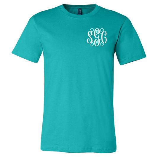 Teal Monogrammed (Left Chest) Short Sleeve Tee - Southern Grace Creations