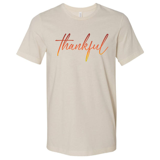 Thankful Gradient - Soft Cream Tee - Southern Grace Creations