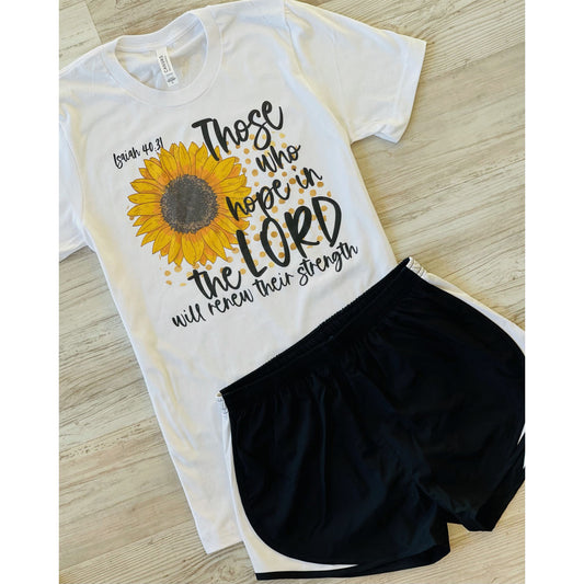 Those Who Hope In The Lord Set (White Tee/Black Shorts) - Southern Grace Creations