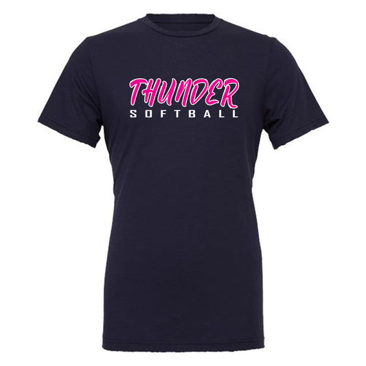 Thunder - Thunder Softball - Decalled Script - Navy Cotton Short Sleeves Tee - Southern Grace Creations