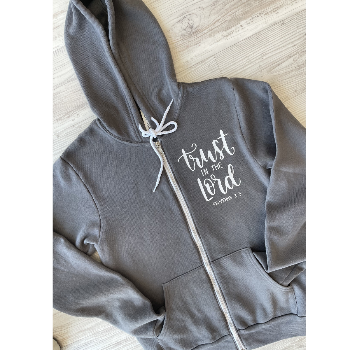 Trust In the Lord- Gray Jacket with Hood - Southern Grace Creations