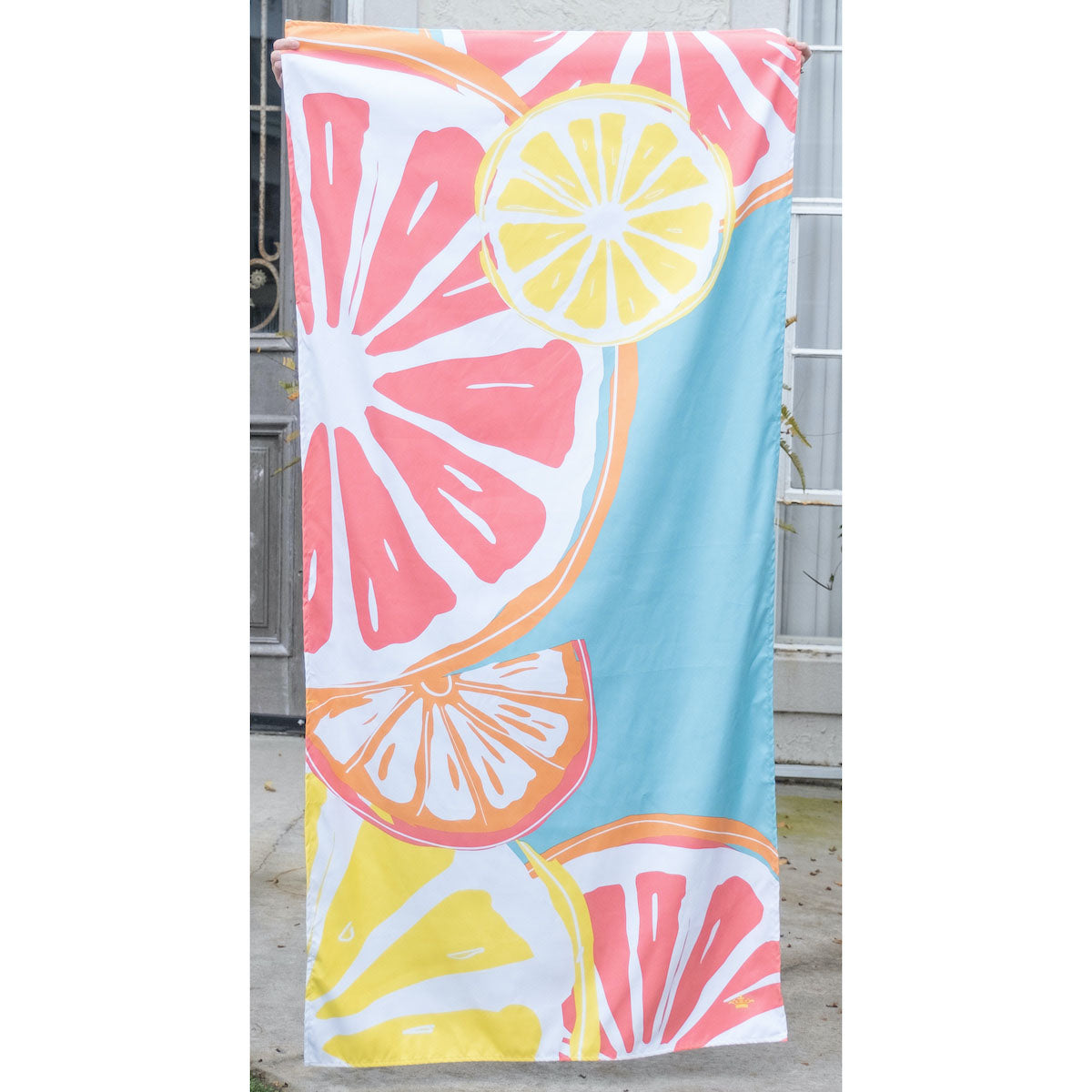 Tutti Fruiti Beach Towel in Aruba Blue/Melon - Southern Grace Creations