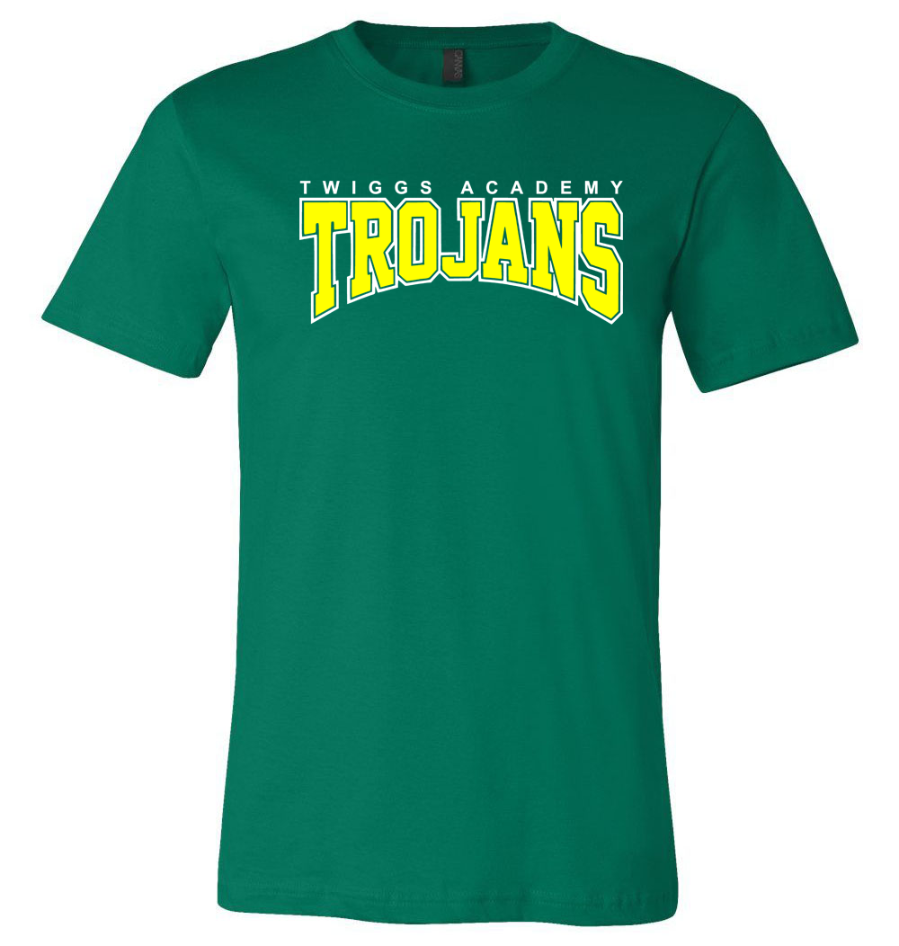 Twiggs Academy - Twiggs Academy Trojans Arched - Kelly Green (Tee/DriFit/Hoodie/Sweatshirt) - Southern Grace Creations