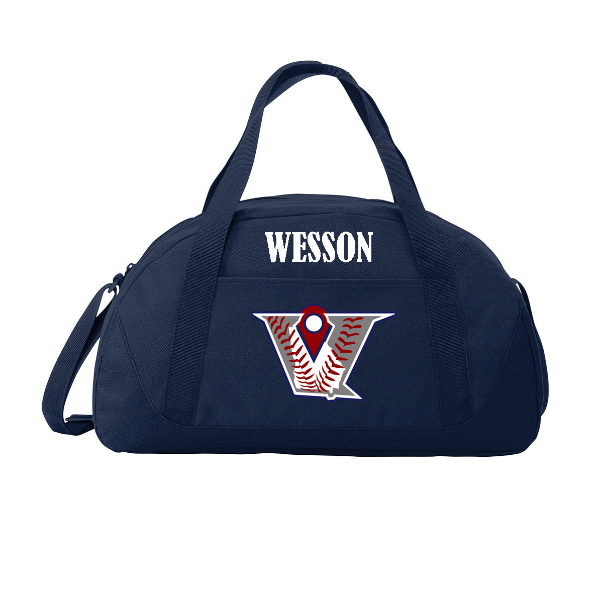 Velo BB - Dome Duffle Bag with Velocity Baseball Logo - Navy (BG818) - Southern Grace Creations