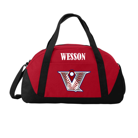Velo BB - Dome Duffle Bag with Velocity Baseball Logo - Red (BG818) - Southern Grace Creations