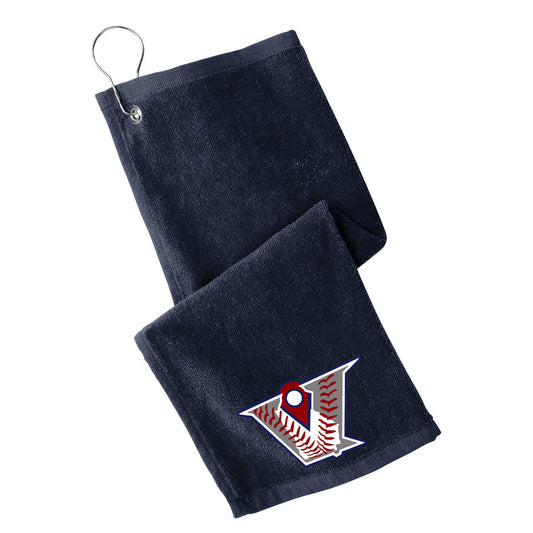 Velo BB - Grommeted Towel with Velocity Baseball Logo - Navy (PT400) - Southern Grace Creations