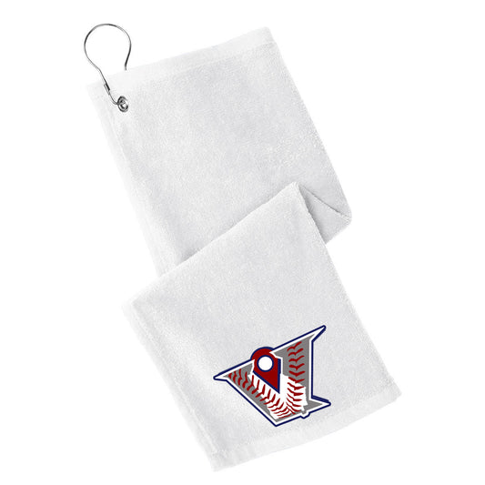 Velo BB - Grommeted Towel with Velocity Baseball Logo - White (PT400) - Southern Grace Creations