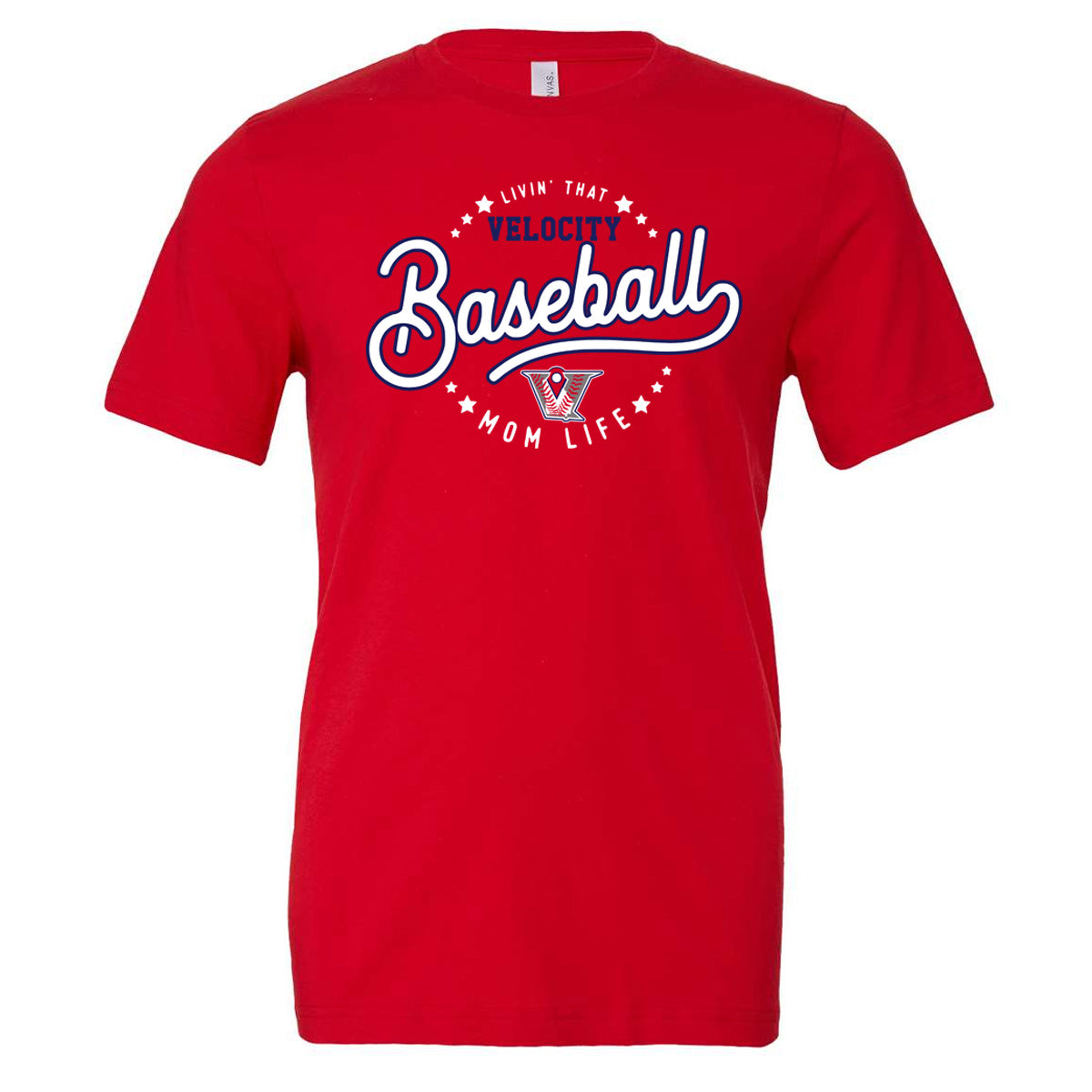 Velo BB - Livin' That Velocity Baseball Mom Life - Red (Tee/Hoodie/Sweatshirt) - Southern Grace Creations