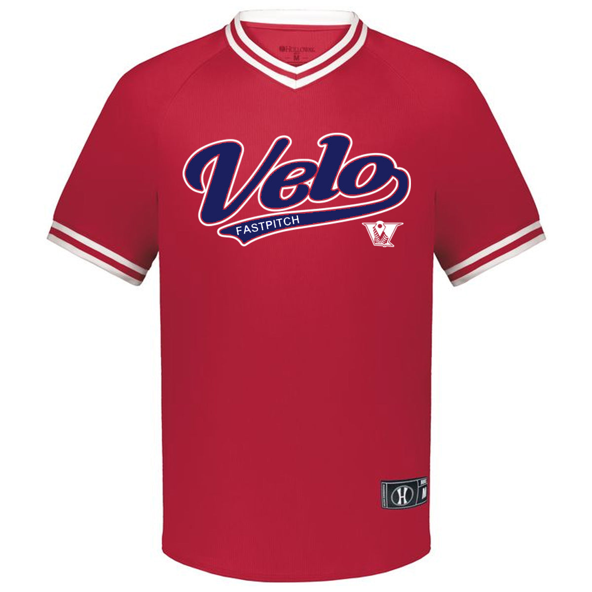 Velo FP - Velo Retro - Retro V-Neck Baseball Jersey - Red/White (221021) - Southern Grace Creations