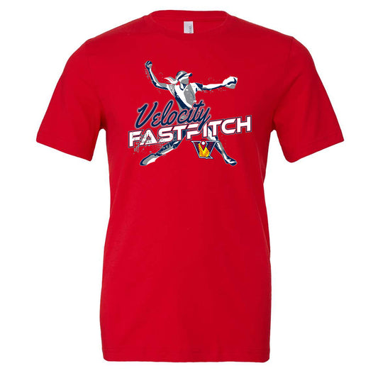Velo FP - Velocity Fastpitch with Player - Red (Tee/Hoodie/Sweatshirt) - Southern Grace Creations