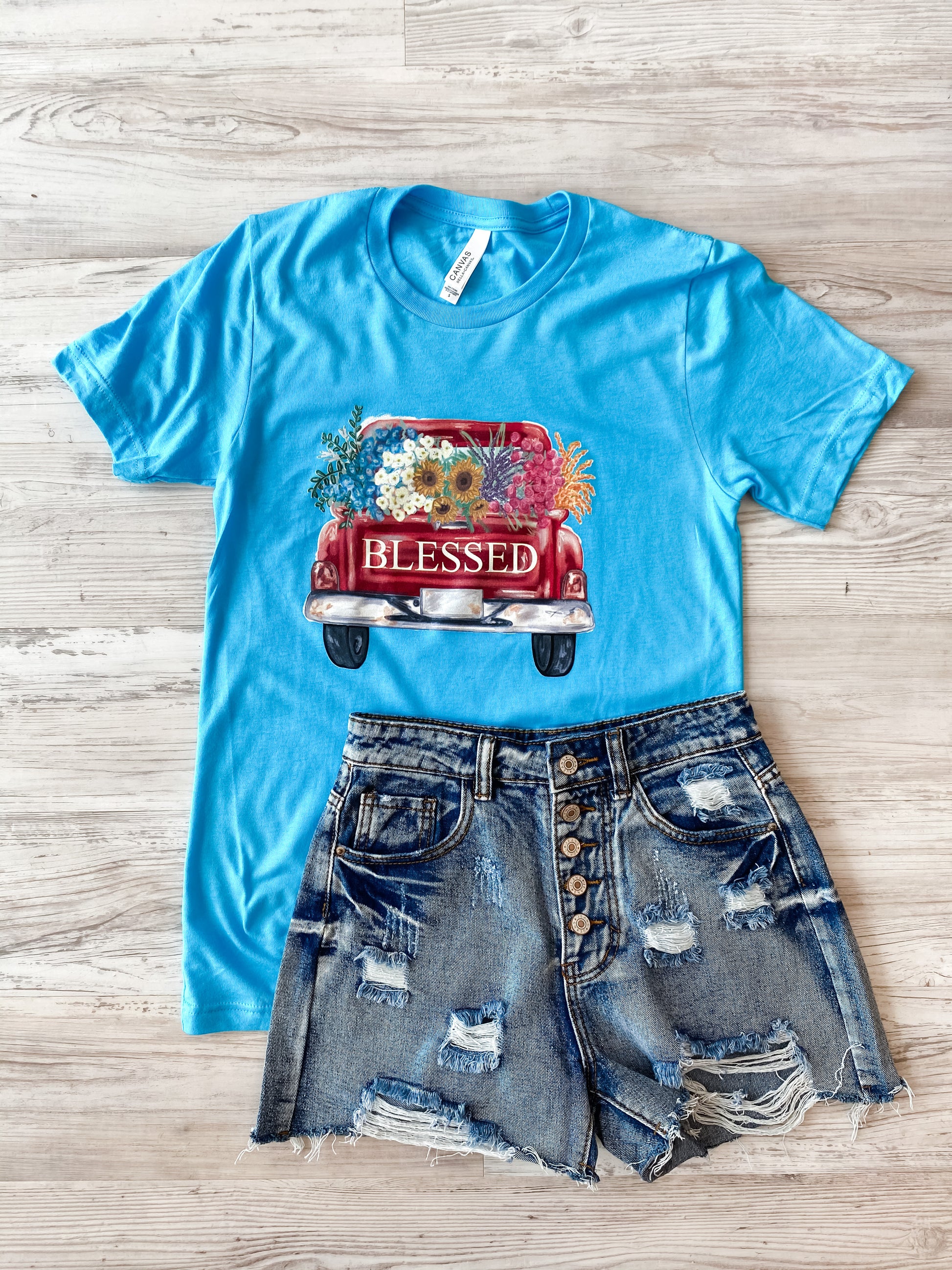 Vintage Personalized Truck - Turquoise Tee - Southern Grace Creations