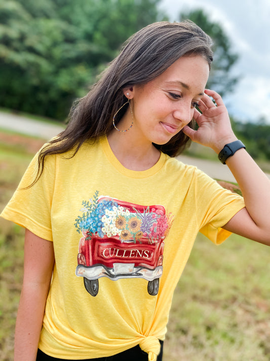Vintage Personalized Truck - Yellow Tee - Southern Grace Creations