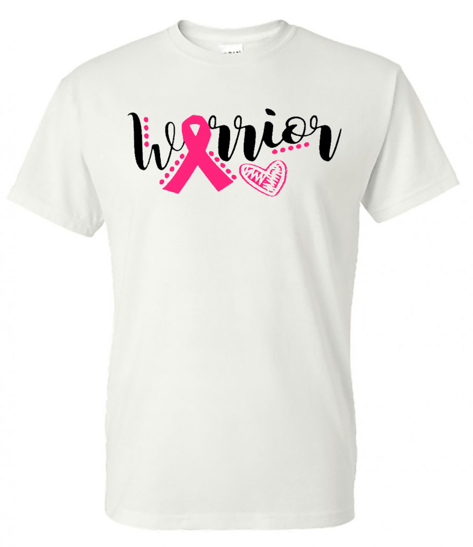 WARRIOR - BREAST CANCER - WHITE SHORT-SLEEVE TEE - Southern Grace Creations