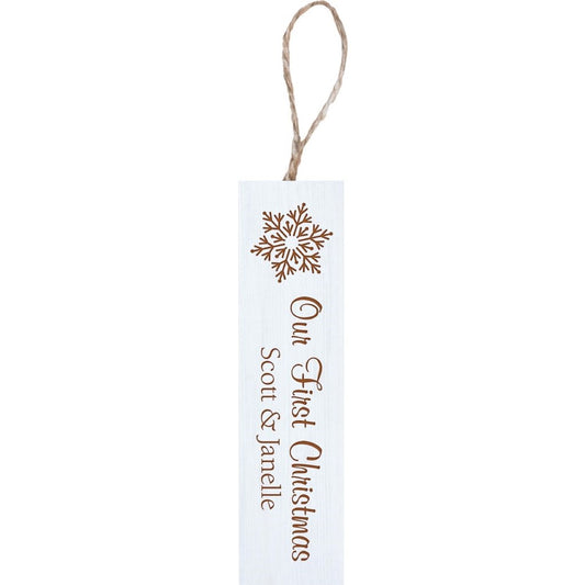 WHITE FAUX WOOD ORNAMENT - Engravable (ZORN0173) - Southern Grace Creations