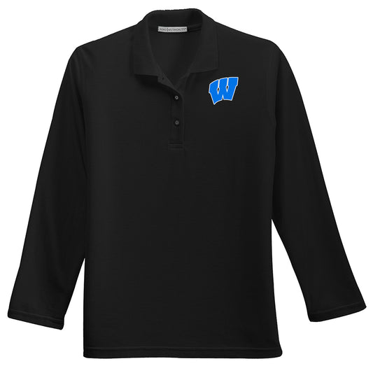 WINDSOR - LADIES Long Sleeve Polo - BLACK (L500LS) - Southern Grace Creations