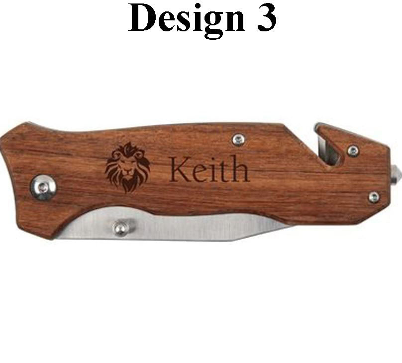 WOOD POCKET KNIFE W/ CLIP - ENGRAVABLE - Southern Grace Creations