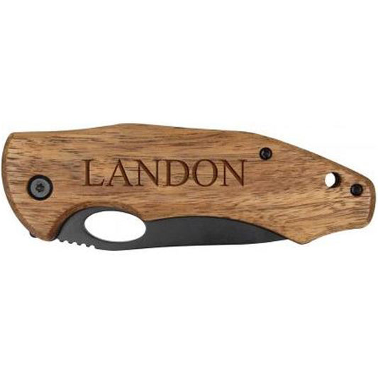 WOOD POCKET KNIFE W/ CLIP - ENGRAVABLE - Southern Grace Creations