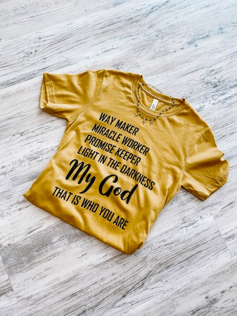 Way Maker - Mustard Tee - Southern Grace Creations