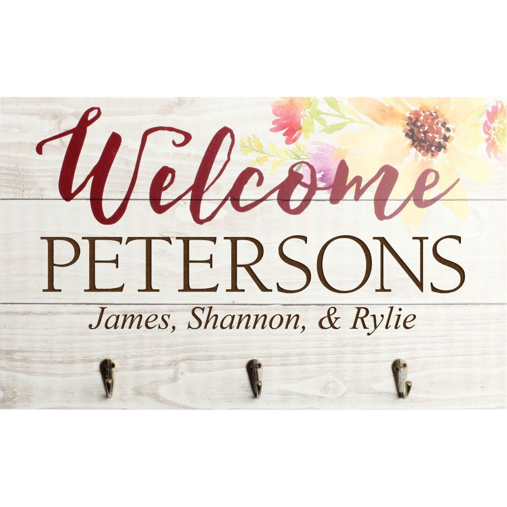 Welcome Plaque W/ Hooks - Engravable (ZPNH0002) - Southern Grace Creations