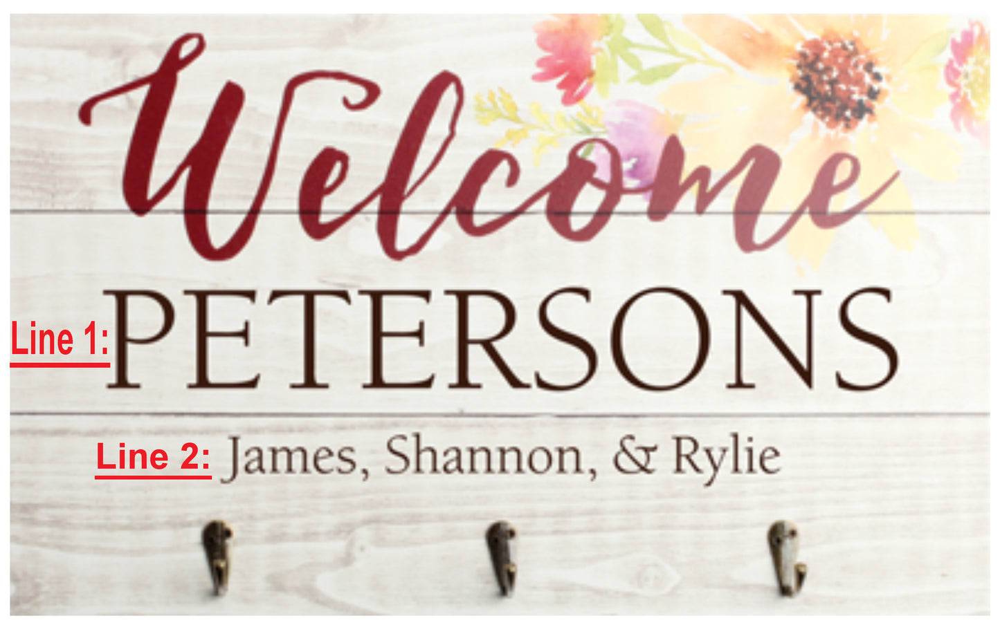Welcome Plaque W/ Hooks - Engravable (ZPNH0002) - Southern Grace Creations