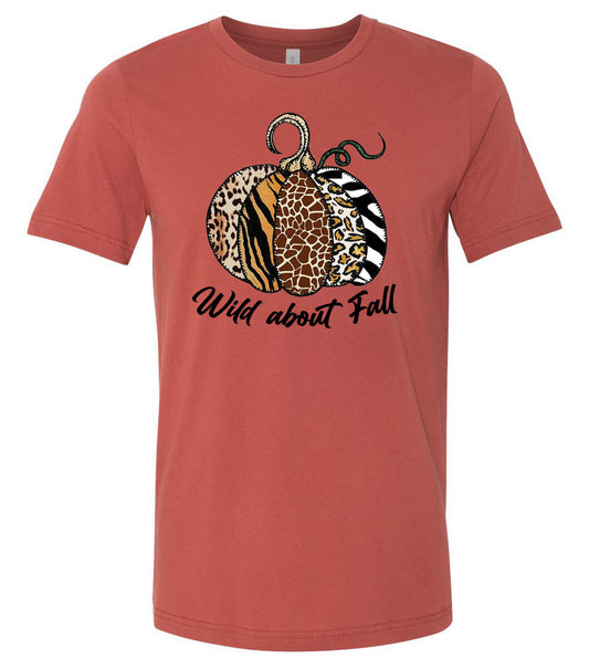Wild About Fall Animal Print Pumpkin - Rust Short Sleeve Tee - Southern Grace Creations