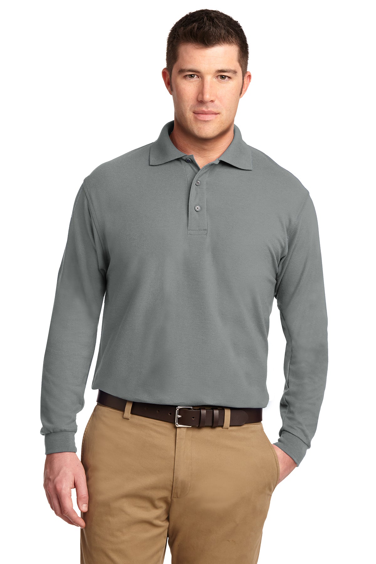 Windsor - ADULT Long Sleeve Polo - COOL GREY (K500LS) - Southern Grace Creations