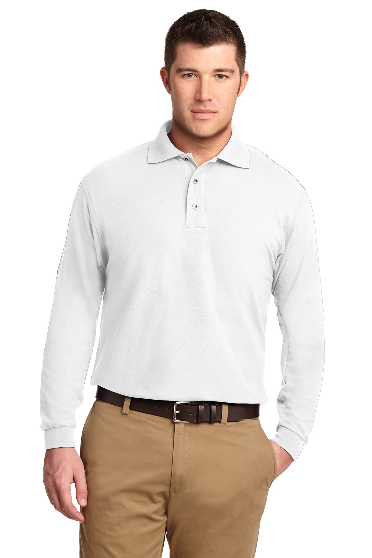 Windsor - ADULT Long Sleeve Polo - WHITE (K500LS) - Southern Grace Creations