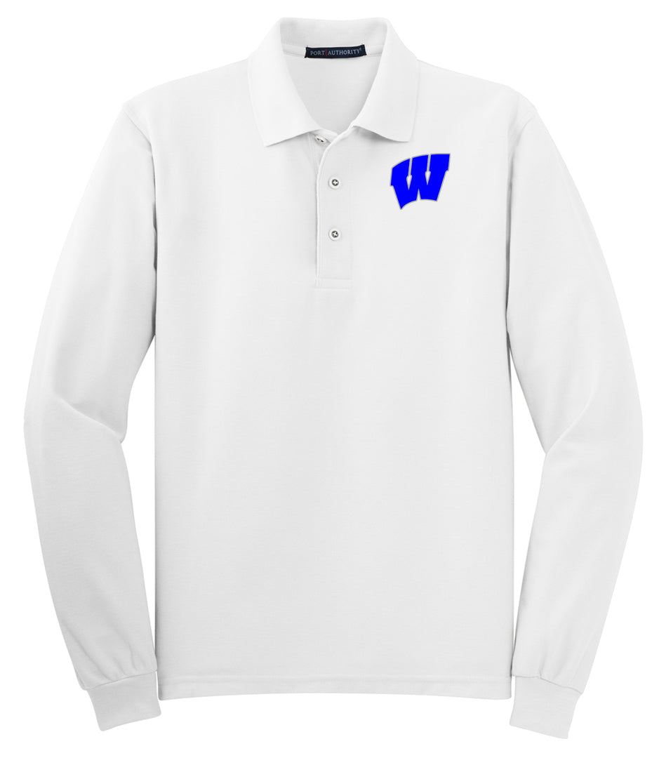 Windsor - ADULT Long Sleeve Polo - WHITE (K500LS) - Southern Grace Creations