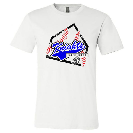 Windsor - Baseball Distressed Homeplate with Knight Head - White (Tee/Hoodie/Sweatshirt) - Southern Grace Creations